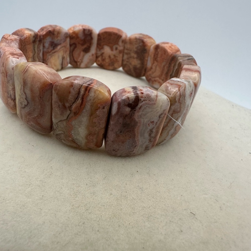 Banded Agate Beaded Elastic Bracelet - Picture 5 of 13